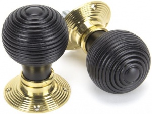 Ebony Beehive Mortice/Rim Door Knob Set